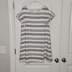 LISTICLE Flowy Striped Ruffle Sleeve Shift Dress